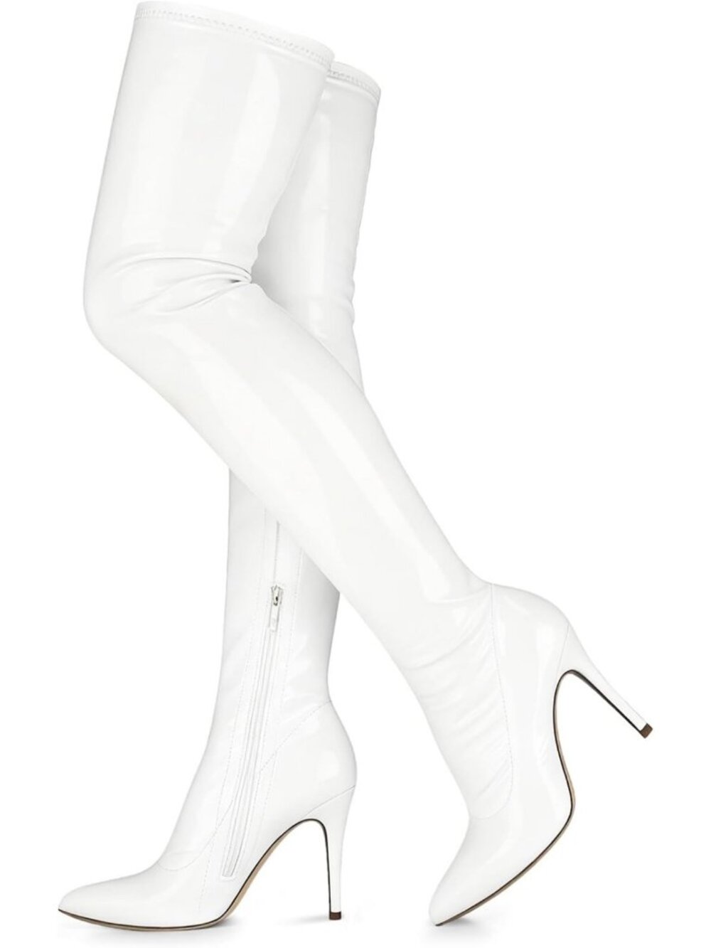 Chic Thigh High Stiletto Boots with Pointy Toe & Side Zip - Trendy High Heels